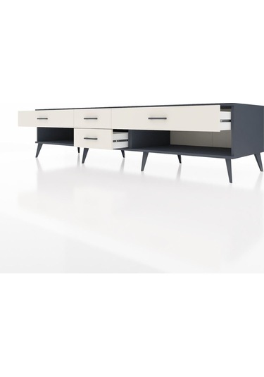 Kronos Tv Ünitesi 4 Çekmeceli 220x59x51 Antrasit-aytaşı Aytası/aytası - Antrasıt