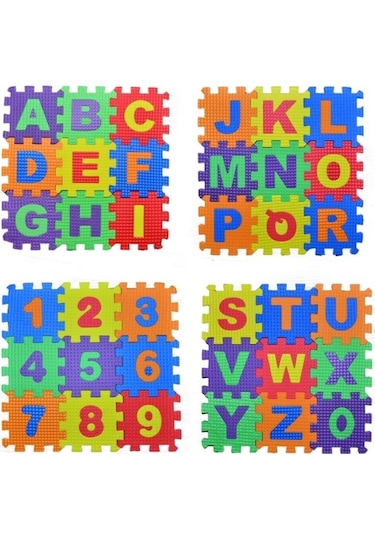Eva Puzzle Harf ve Sayılar Oyun 36 parça puzzle 9CM x 9CM