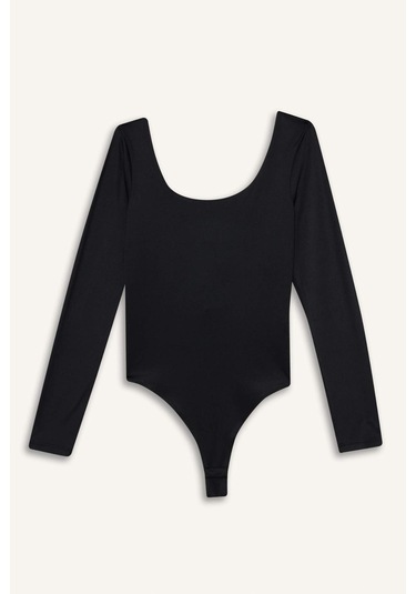 Defacto Kare Yaka Uzun Kollu Çıtçıtlı Body G1403ax25aubk81 Siyah