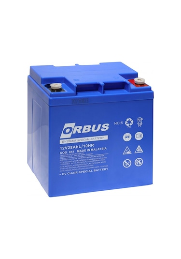 Orbus 12v 28ah Dik Engelli Araç Aküsü