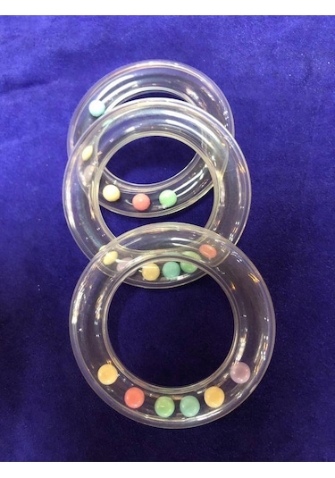 Şeffaf Plastik Bebek Çıngırak 80mm - Bebe Çıngırağı Çok Renkli