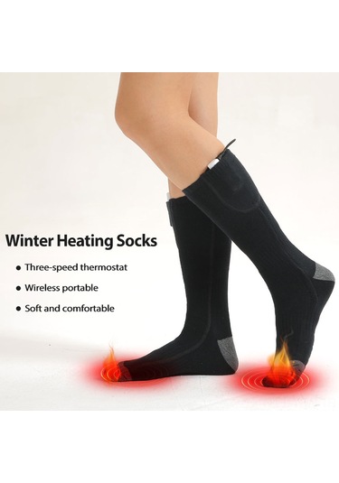 Tenfowee Kadın Erkek 3 Seviye Termostatlı Usb Şarjlı Isıtıcı Çoraplar - Kışlık Uzun Kollu Isı Sağlama, Yıkama Güvenli Siyah Set Siyah