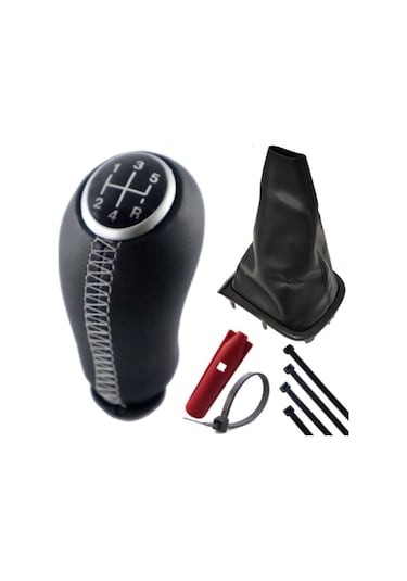 Renault Fluence Vites Körüğü Ve Krom Cam Kapak Deri Vites Topuzu siyah