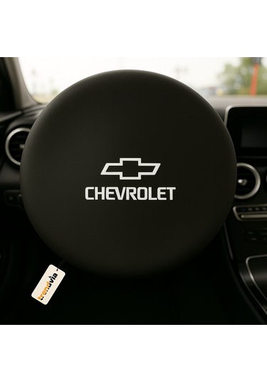 Chevrolet Araba Penye Kumaş Direksiyon Kılıfı Siyah - Direksiyon Koruyucu Kılıf Siyah