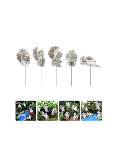 5pcs Angel Bahçe Stakes Dekoratif Çim Bahçesi Dekoratif Taş Minyatür Melek Peri Bahçesi Angel Yard Memorial Heykeli