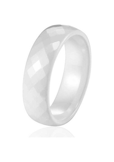 Dancemonkey Yüzük Unisex Solmamış Seramik Nano Kesimli Geniş Çift Beyaz 9 Tc - Dayanıklı Ve Şık Seramik Yüzük Modelleri Beyaz