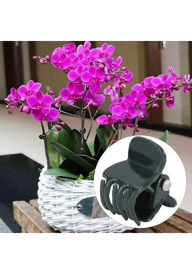 Springsun Bahçe Bitkileri Gelişimini Destekleyen 1.1cm Plastik Çiçek Sapı Sabitleyici Klip - 200 Adet Bahçe Aracı