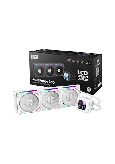 Dragos Aquaforge 360 Intel-amd 360mm Lcd Ekranlı Argb Beyaz Sıvı Soğutucu