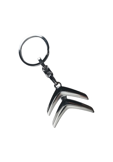 Citroen Uyumlu Logolu 3D Krom Anahtarlık