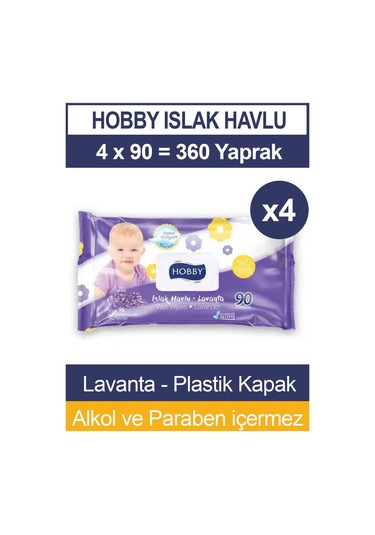 Hobby Islak Havlu Lavanta 90'lı x 4