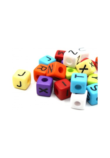 Harf Boncuk Akrilik Küp 10 Mm 250 Gr Karışık Renkli