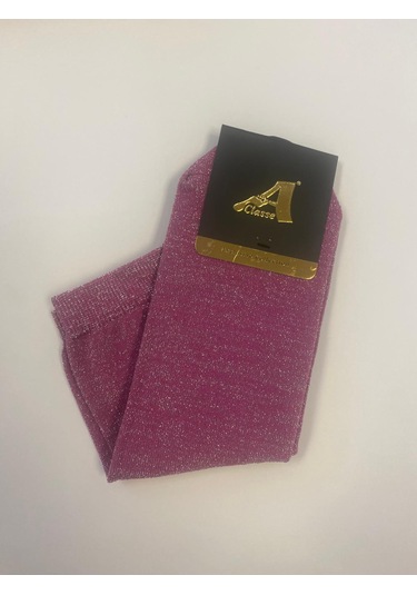 Simli Lycra Kadın Soket Çorap Pembe