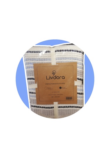 Livdora Serena Pamuklu Battaniye 190x230 - Bebe Mavi Bej