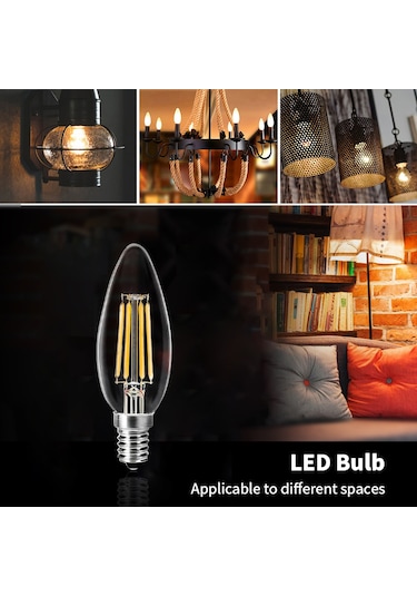 Shineyee E14 Armatürlü 4w Led Mum Işığı 2700k 6 Adet Paket C35 Modeli