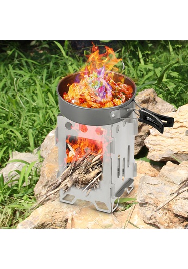 Ximistore9 Stainless Steel Çıkmaz Odun Ocağı - Taşınabilir, Hızlı Yakma, Doğal Yakıt Kullanan Kamp Fırını Çok Renkli