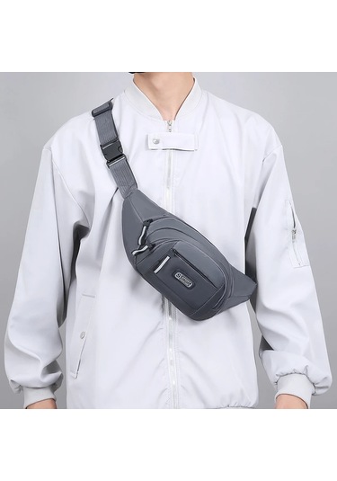 Grey Erkek Büyük Kapasiteli Spor Bel Paketi Taşınabilir Anti Gri