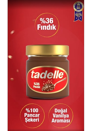 Tadelle Parça Fındıklı Kakaolu Fındık Ezmesi 200 Gr X 6 Adet