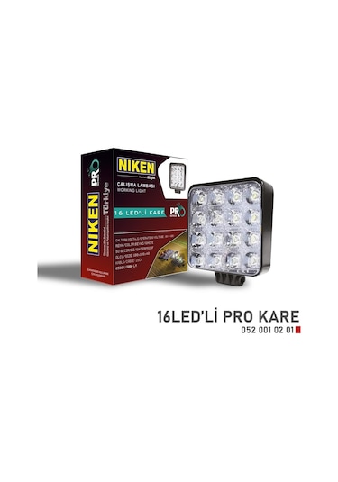 Niken Calışma Lambası Pro 16 Ledli Kare 12V 24V 052 001 02 01