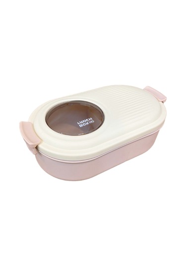 Sevimli Öğle Yemeği Kutusu, Okulda Gençler Ve Çocuklar İçin Taşınabilir 2 Bölmeli Saklama Kabı Pembe