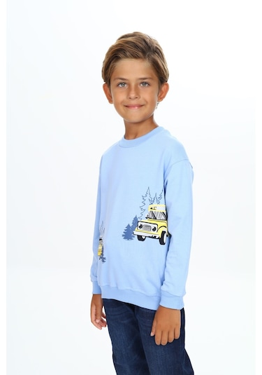 Toontoy Erkek Çocuk Baskılı Sweatshirt Mavi