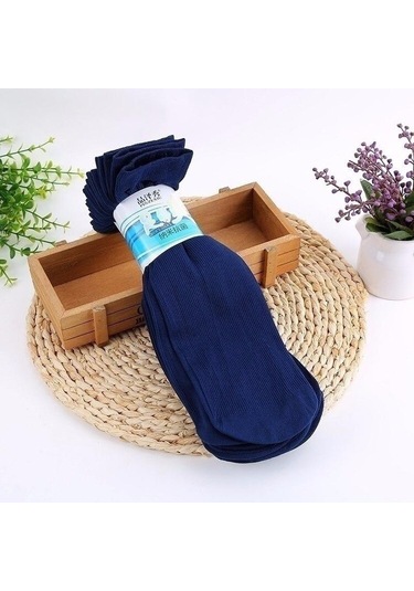 Lacivert 24/18/10/6 Adet Erkekler Resmi Nefes Uzun Çorap Rahat Rahat Anti-bakteriyel Deodorant Çorap Kutu Olmadan 12pcs-6pairs Lacivert