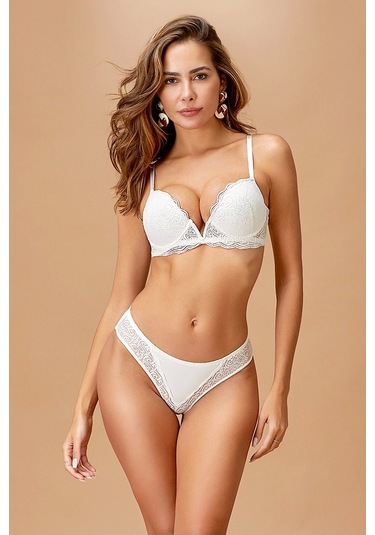 4411 Kadın Destekli Sütyen Takımı Ekru
