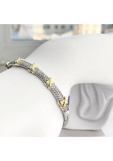 Xoxo Bileklik Kelepçe 316l Paslanmaz Çelik 19 Cm Çift Renk Gümüş