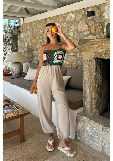 Jasmin Süzüneli Keten Tulum 1280-08 Bej