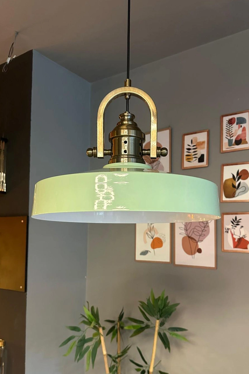 Açe Mint Tekli Delikli Eskitme Başlık Avize Retro Sarkıt Ofis Showroom Salon Mutfak Avizeleri Mint