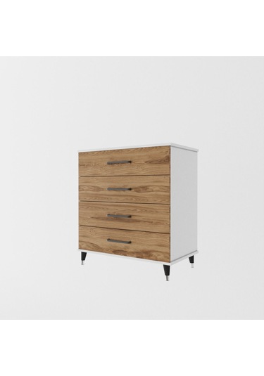 Şifonyer Dört Çekmeceli Parlak Beyaz+ud Beyaz - Ud