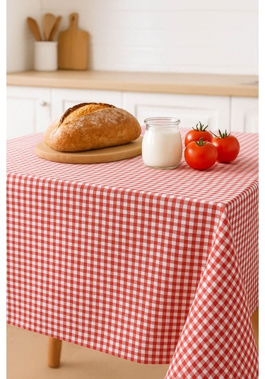 Zefira 170x170 Cm Balkon, Piknik, Mutfak Masa Örtüsü & Yer Sofra Bezi Kırmızı