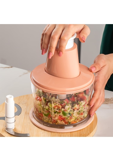 Porsima 232-1 Basmalı Pratik El Rondosu 3 Bıçaklı Blender Doğrayıcı 1000ml Pembe Pembe