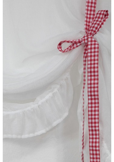 Potlu Tül Perde Provence Fırfırlı Rose Pembe