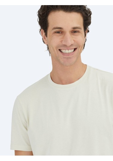 Taş Düz Bisiklet Yaka %100 Pamuk T-shirt Taş