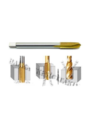 M3 Kılavuz Düz Hss-E Titanyum Kaplama Makina Kılavuzu Diş Çekme