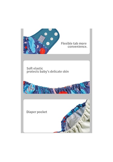 Moveevo 4'lü Yenilebilir Bebek Külotü Nem Tutucu Ağ Kumaşı Su Geçirmez Pul 3-15 Kg Uyumlu Es061-sd07 3 - 5 Yaş