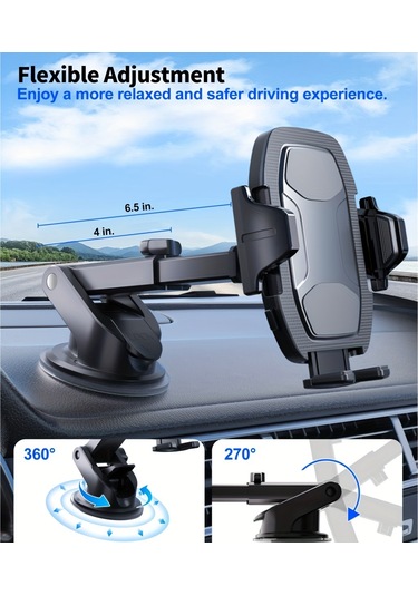 Tcherchı Yapışkan Pedli Ve Döndürülebilir Ayarlanabilir Araç Telefonu Tutucu