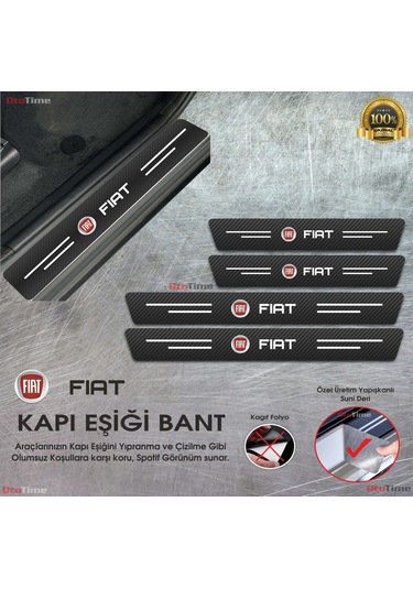 Fiat Logolu Karbon Kapı Eşiği Koruyucu Suni Deri 4'lü