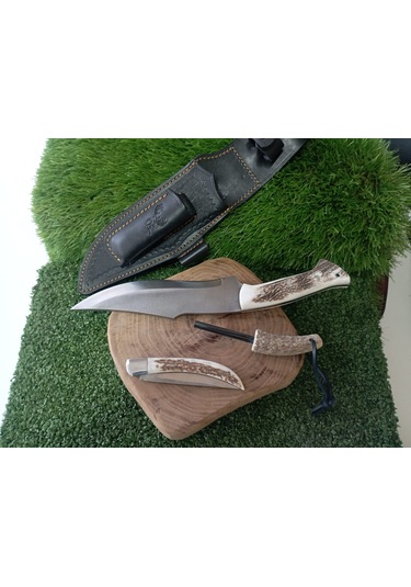 Tctknives El Yapımı Av Kamp Kılıflı Bıçak 003 Kahverengi - Krem
