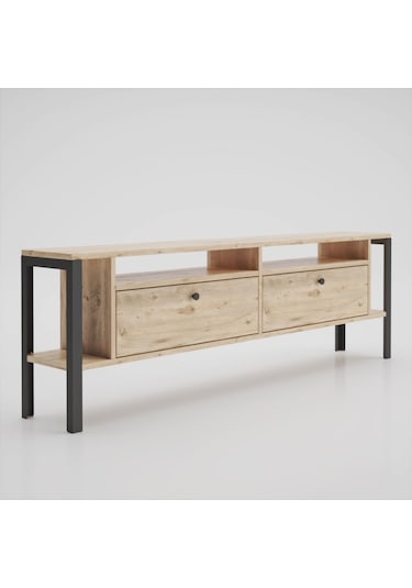 Wood'N Love Atlanta Metal Ayaklı Tv Ünitesi - Atlantik Çam / Siya