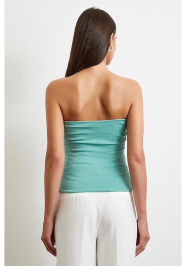Straplez Top Yeşil Yeşil