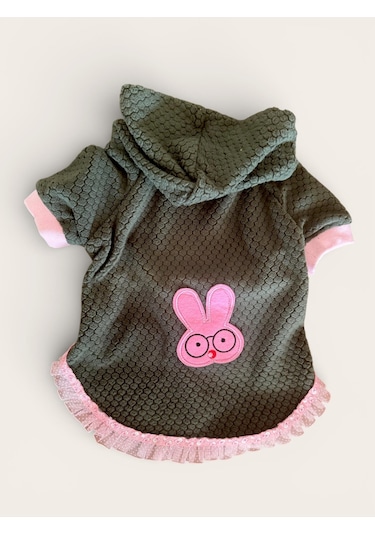 Bunnypop Kapüşonlu Köpek Elbisesi Yeşil Pembe