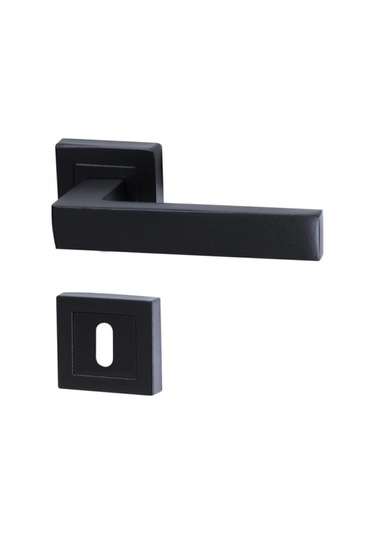 Avanti Siyah Kare Rozetli Kapı Kolu Oda 1 Takım 2 Adet Kapı Kolu 2 Adet Alt Rozet Sağ Kapı Kolu