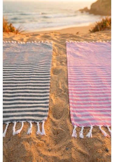 Zeynep Tekstil Stripe 2 Adet 75x150 Cm Plaj Havlusu Peştemal Havlu Renkli
