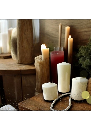 Denic 3 lü Mum Seti Krem Blok Mum Baton Mum Silindir Mum