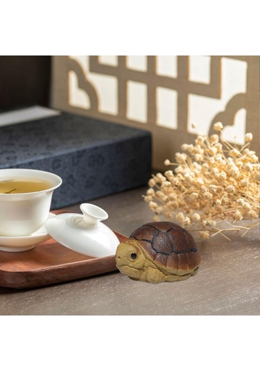 Homyl Mor Kil Çay Pet, Kaplumbağa Heykeli Heykelcik Minyatür Küçük