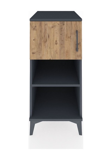 Kronos Komodin 2 Raflı Tek Kapaklı 44x59x96 Antrasit-çam Antrasit