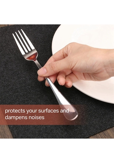 Xiaaokeji Set Yıkanabilir Keçe Amerikan Servis Masa Örtüleri Yalıtım Pedleri Siyah Siyah