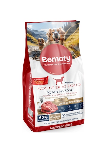Bemoty Kuzu ve Pirinçli Yetişkin Köpek Maması 15 KG