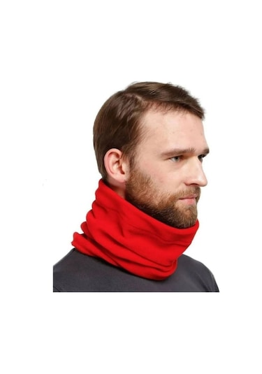 Motosiklet Kışlık Giyim Polar Bandana Boyunluk Motor Bere Soğuk Baş Koruma Kırmızı Siyah